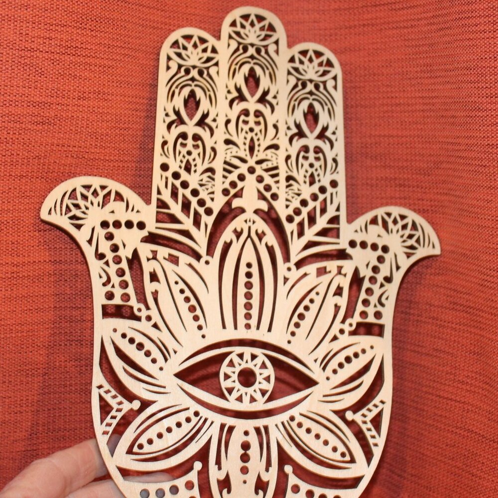 Wooden Hamsa - Lovely Wood-cut Piece
